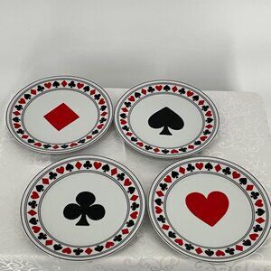Cards Themed Porcelain Dessert Plates Set Of 4 By I.‎ Godinger & Co.